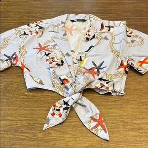 Zara Women’s Crop Nautical Print Shirt - Small